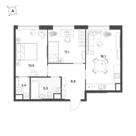 Планировка 2-комн. кв.