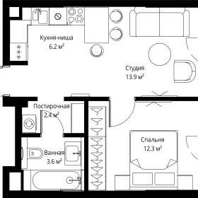 Планировка 1-комн. кв.