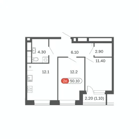 Планировка 2-комн. кв.