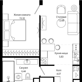 Планировка 1-комн. кв.
