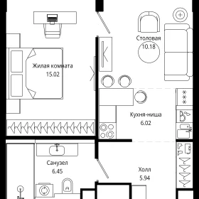 Планировка 1-комн. кв.