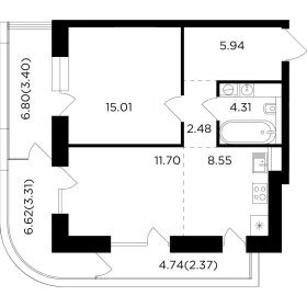 Планировка 2-комн. кв.