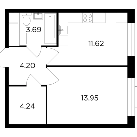 Планировка 1-комн. кв.
