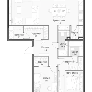 Планировка 3XL-комнатной квартиры 108.63 м² в Дом Достижение