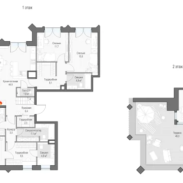 Планировка 4L-комнатной квартиры 170.59 м² в Дом Достижение