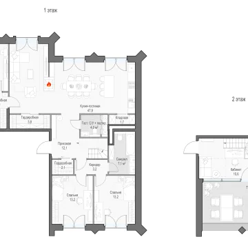 Планировка 4M-комнатной квартиры 155.5 м² в Дом Достижение