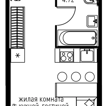 Планировка Студи-комнатной квартиры 27.27 м² в ЖК Инноватор