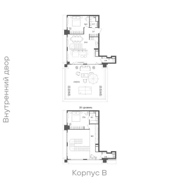 Планировка 2-комнатной квартиры 118.9 м² в ЖК «СТОУН Грэйн»